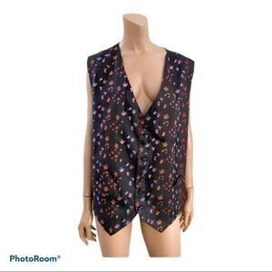 Favourbrook London Black Printed Silk Vest XL